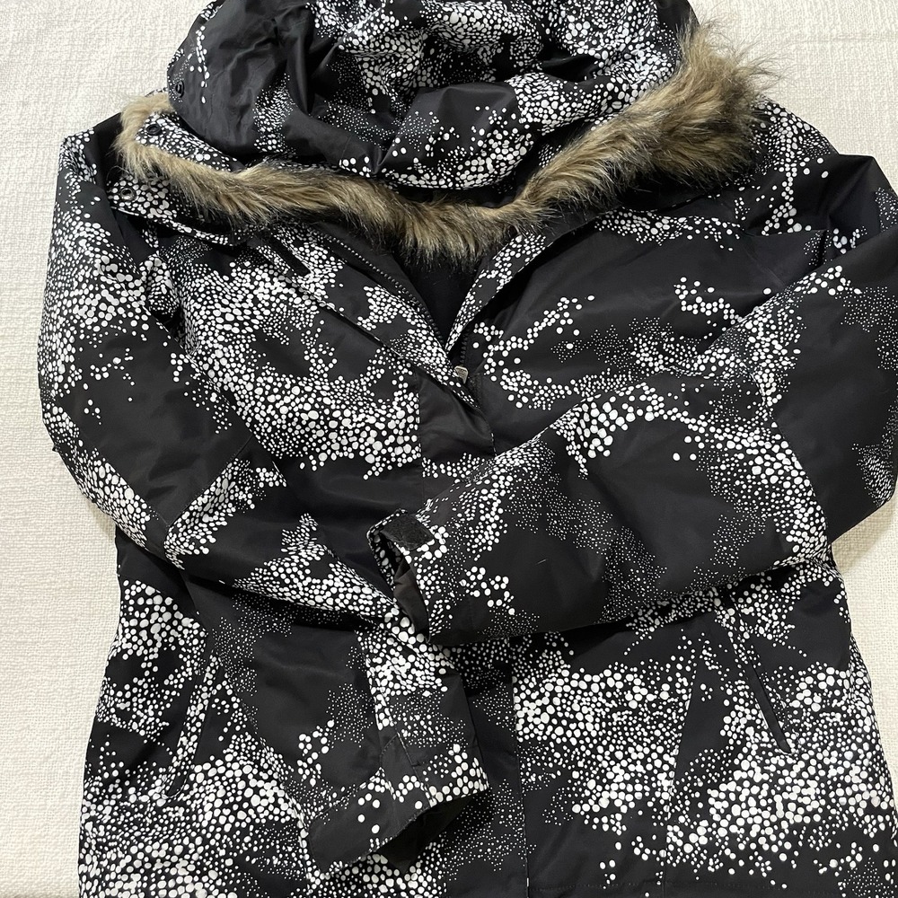 Roxy Girls DryFlight Snowboarding Ski Jacket Coat Black White Teal Size XL EUC‎